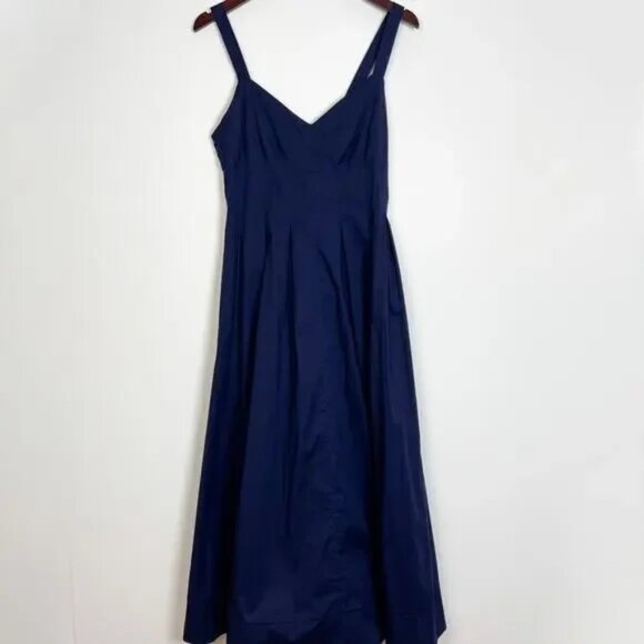 Jason Wu Navy Open Back Poplin Midi Maxi Dress Size L Large - Picture 1 of 5